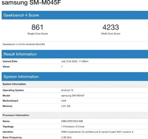 S­a­m­s­u­n­g­ ­G­a­l­a­x­y­ ­M­0­4­ ­G­e­e­k­b­e­n­c­h­ ­l­i­s­t­e­s­i­n­d­e­ ­g­ö­r­ü­l­d­ü­